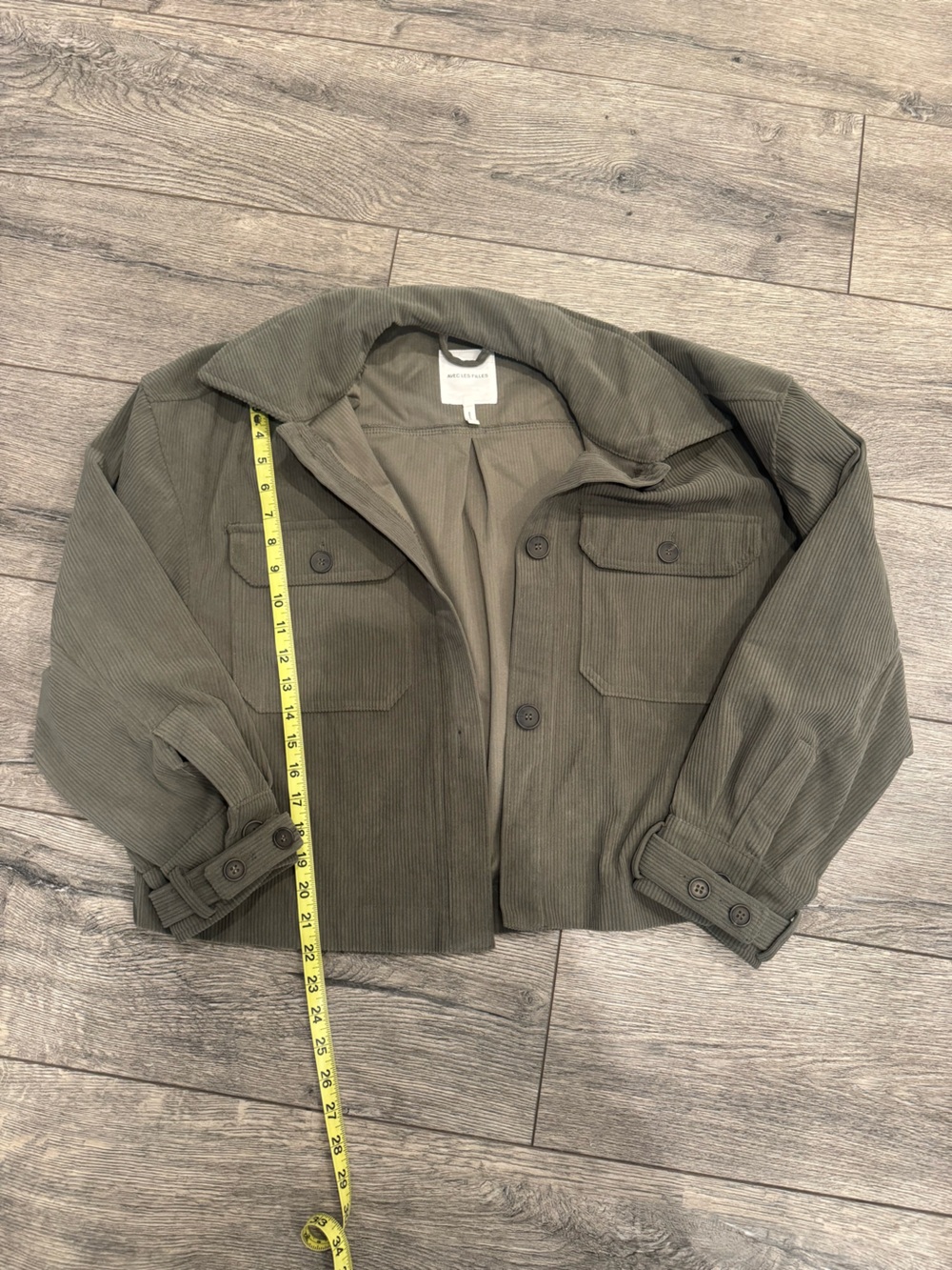 Avec Les Filles Olive Green Corduroy Shirt Jacket
